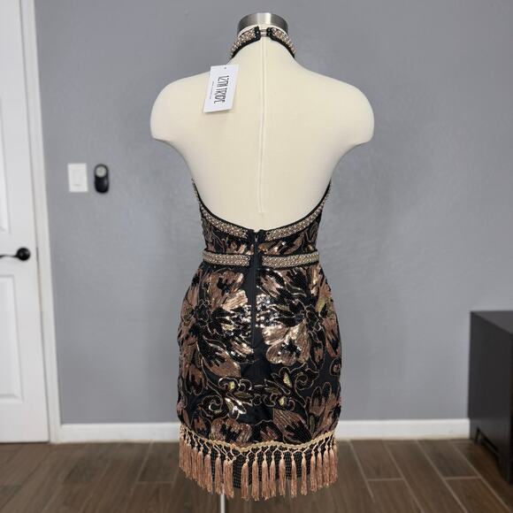 12th Tribe Like Gold Dust Sequin Fringe Dress, S - Picture 3 of 6